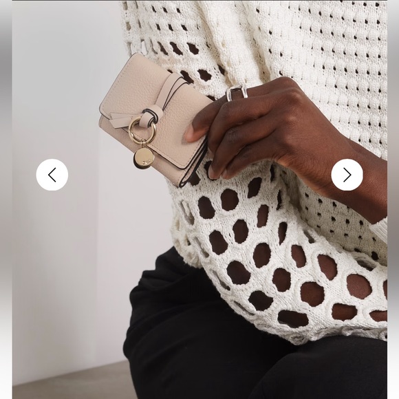 CHLOÉ Alphabet embellished textured-leather wallet soft pink NWT full inclusion - Picture 3 of 15